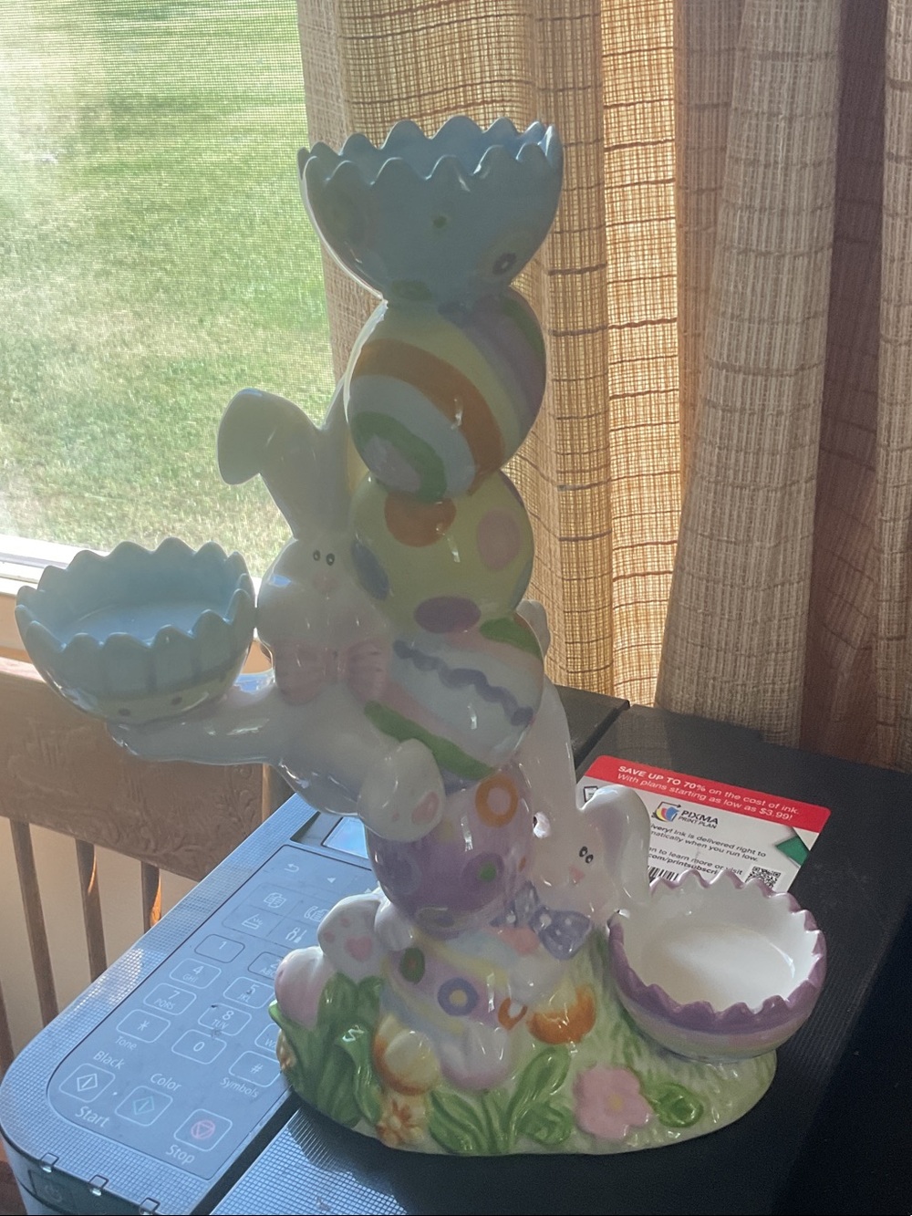 Home Interiors Easter Bunny tea light candelabra